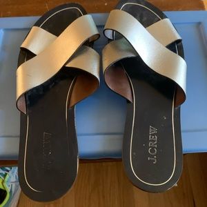 J.Crew Silver leather sandals size 9